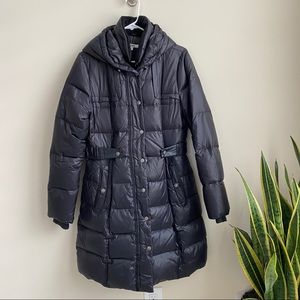 DKNY black down coat 3/4 length